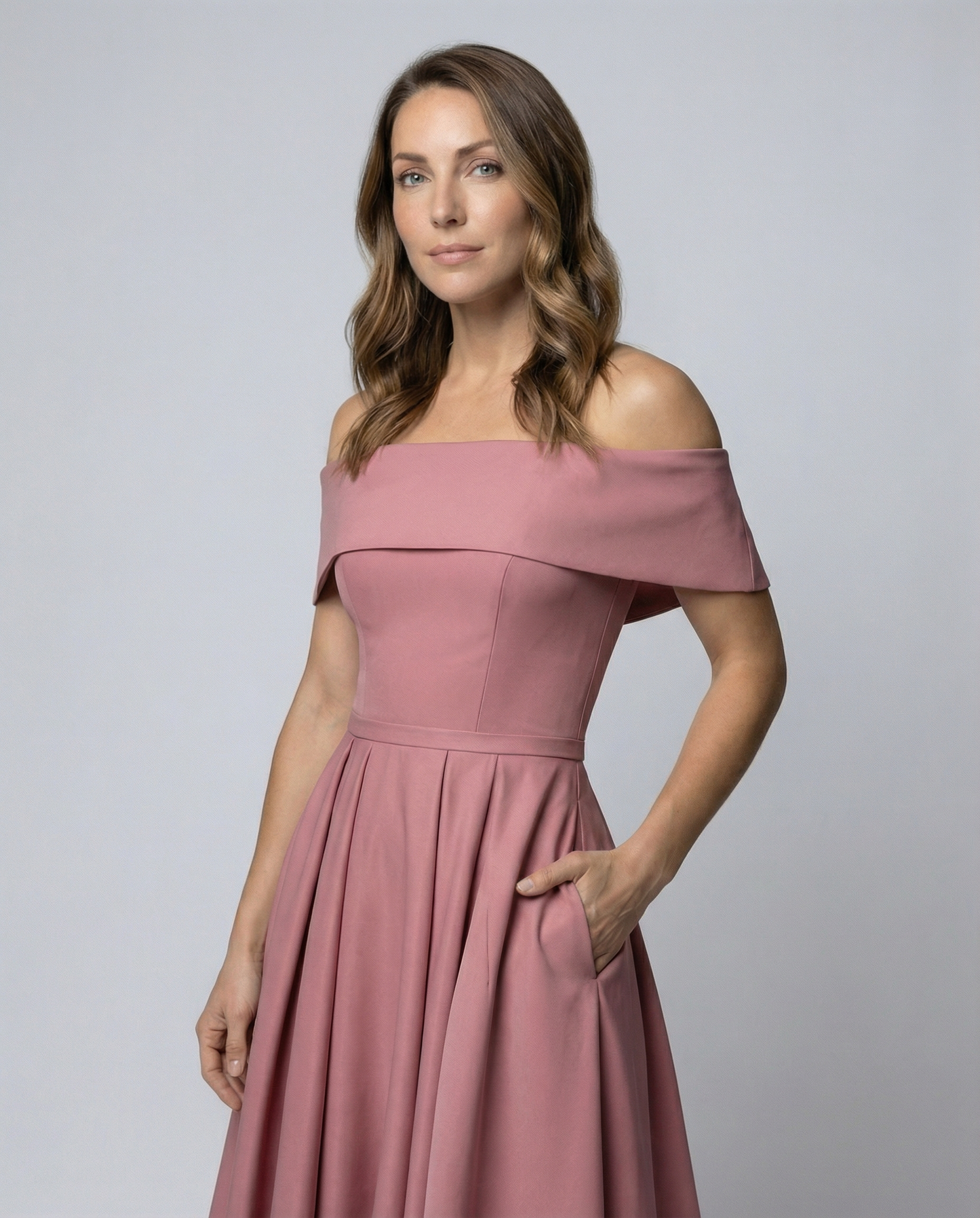 Abito da Festa Donna in Satin Senza Spalline
