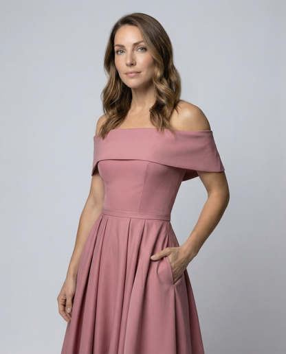 Abito da Festa Donna in Satin Senza Spalline