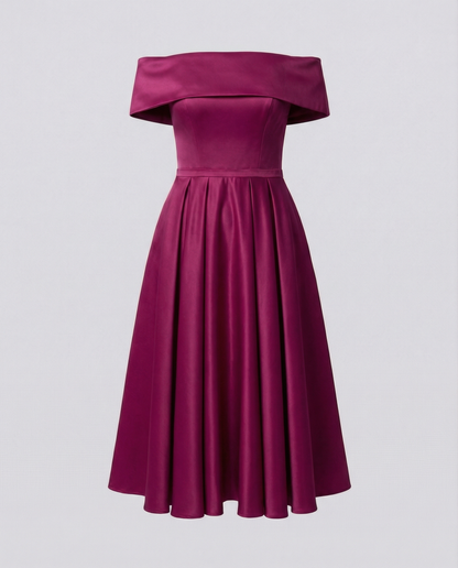 Abito da Festa Donna in Satin Senza Spalline