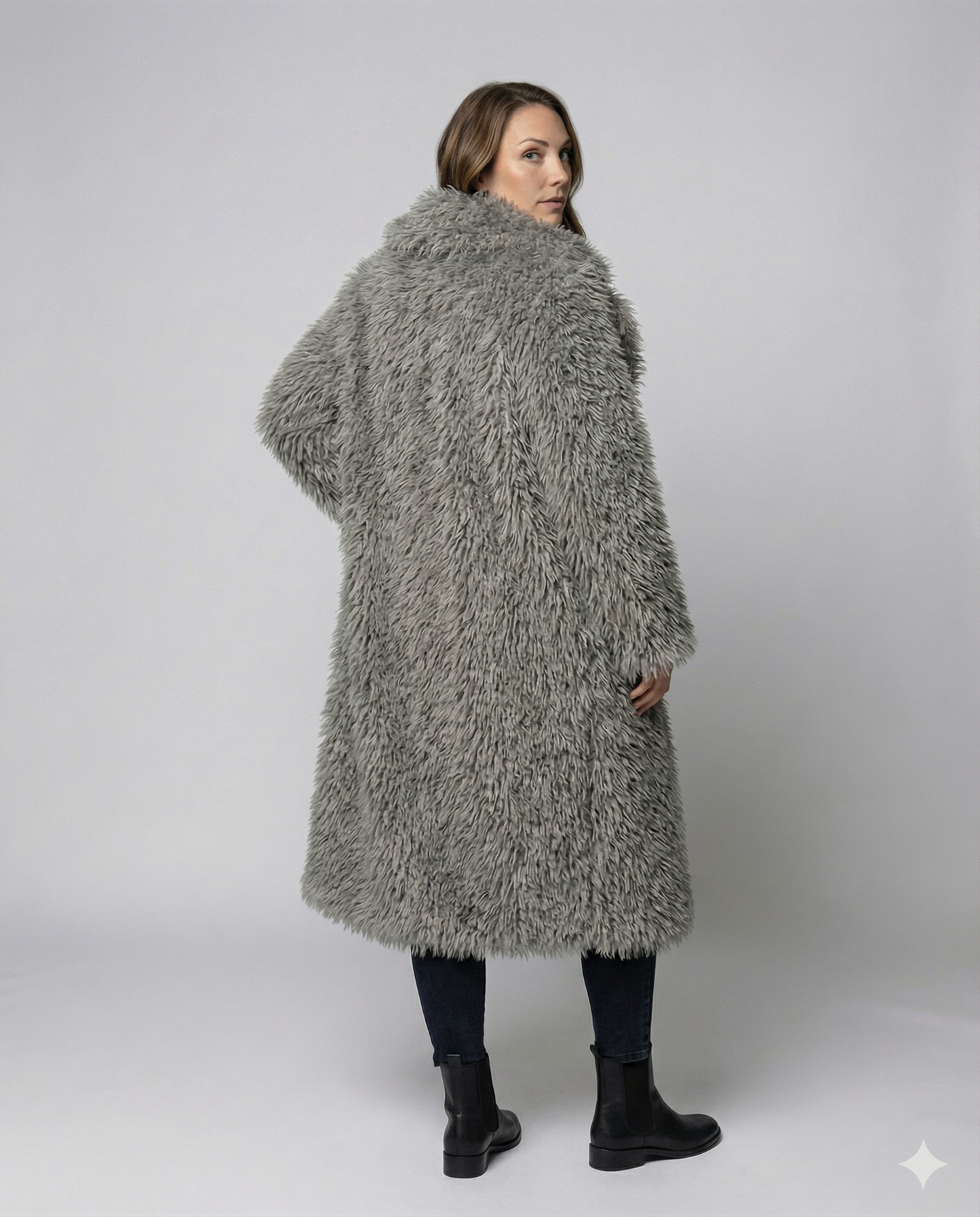 Cappotto Donna in Pelliccia Sintetica Lungo Invernale