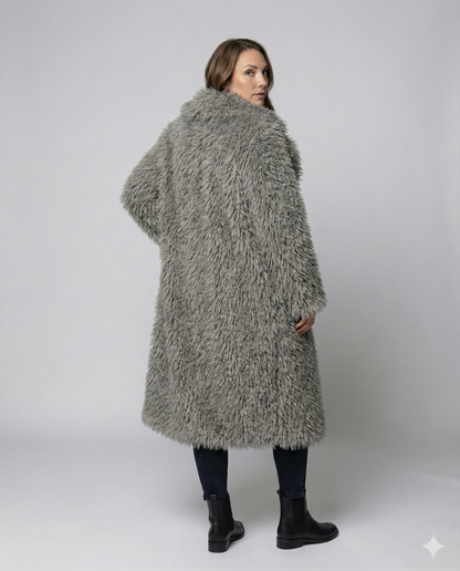 Cappotto Donna in Pelliccia Sintetica Lungo Invernale