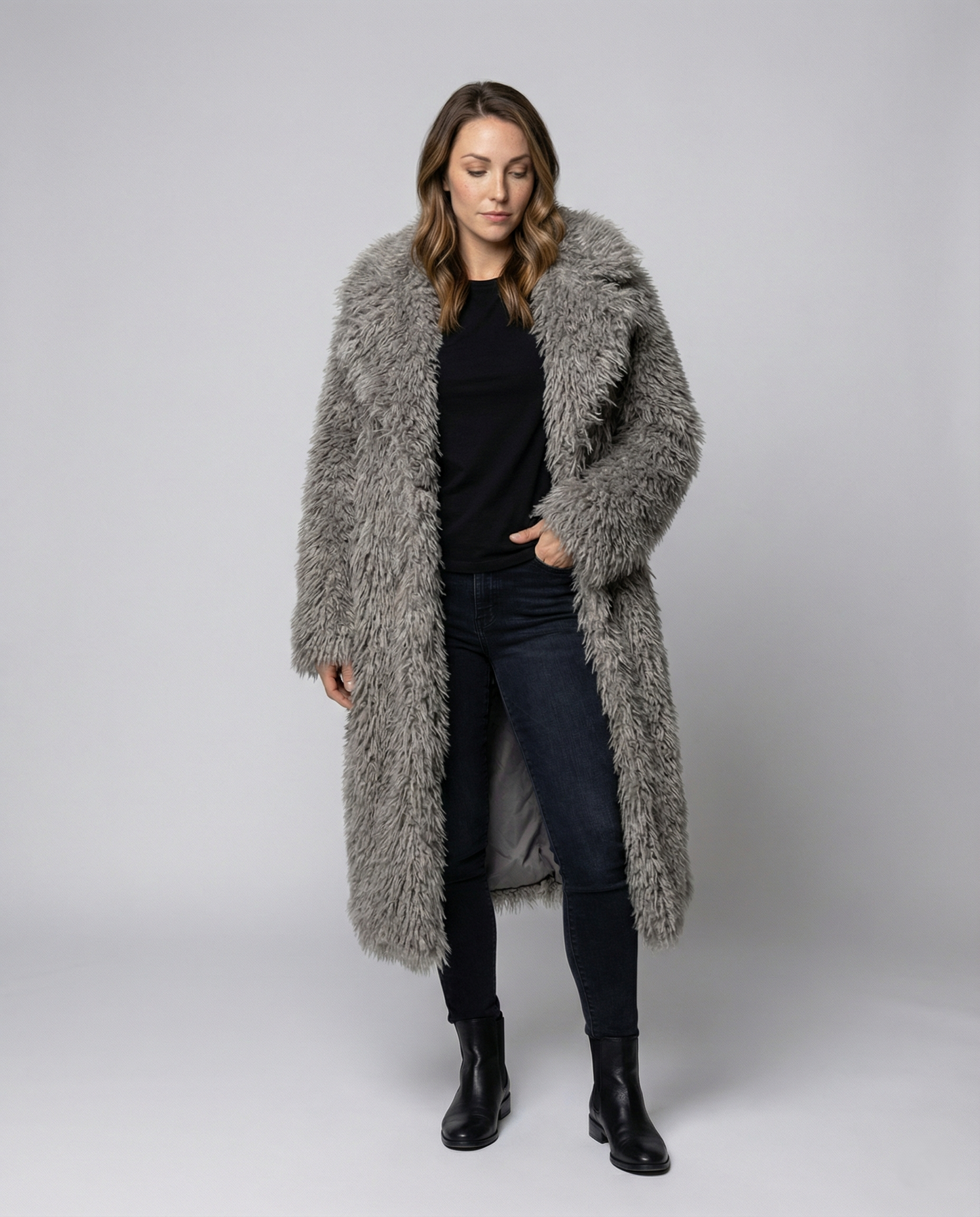 Cappotto Donna in Pelliccia Sintetica Lungo Invernale - Brentozzi