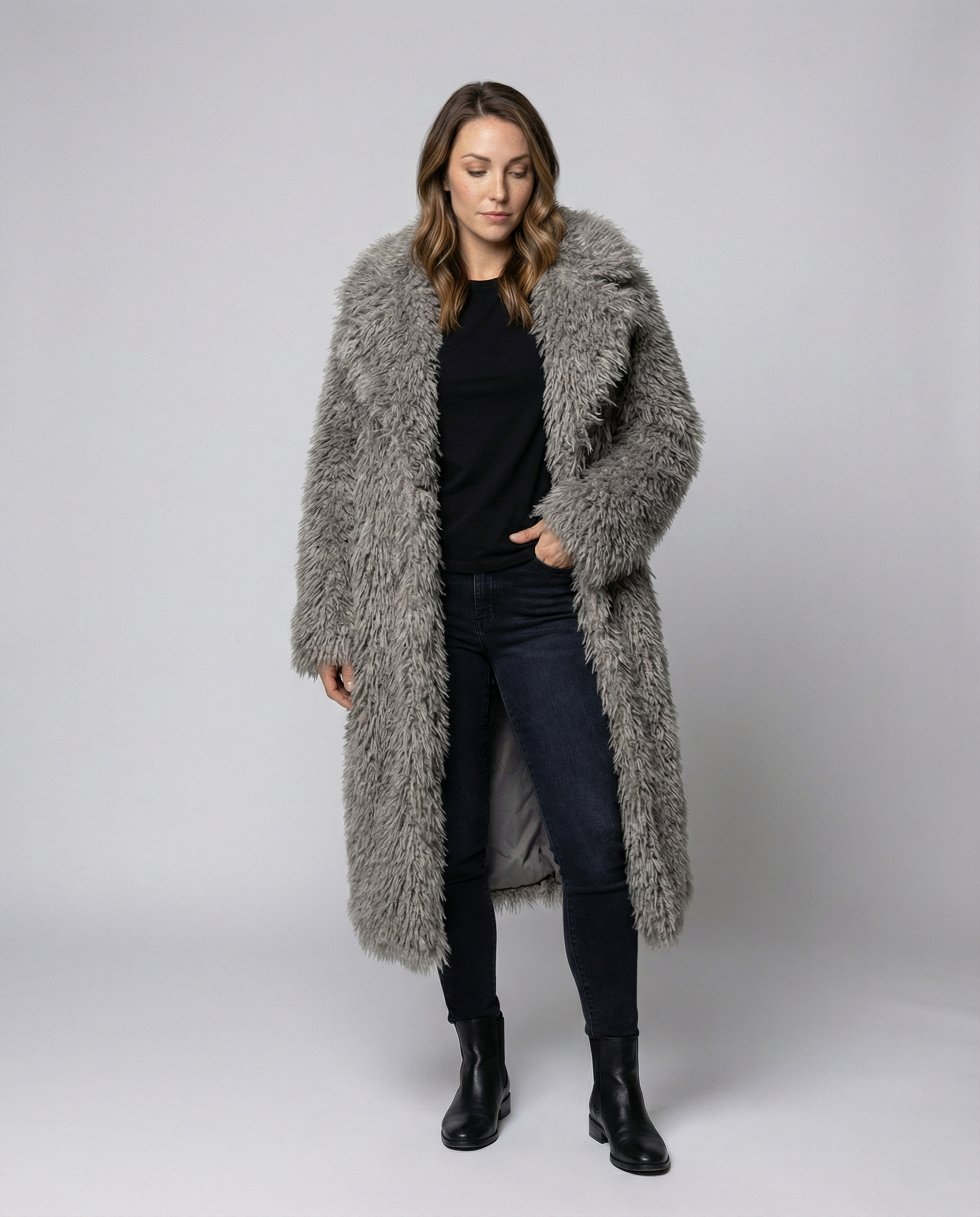 Cappotto Donna in Pelliccia Sintetica Lungo Invernale - Brentozzi