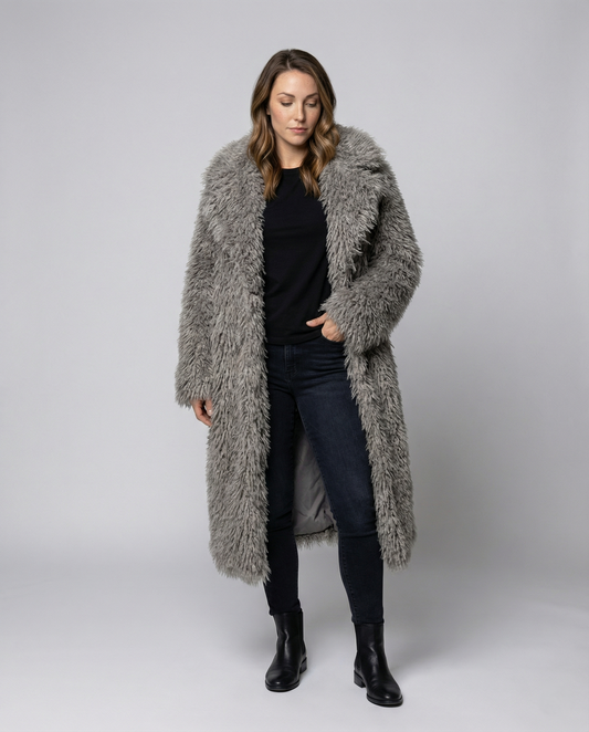 Cappotto Donna in Pelliccia Sintetica Lungo Invernale - Brentozzi