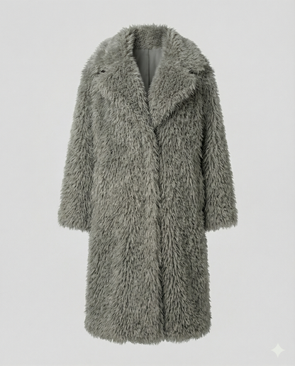 Cappotto Donna in Pelliccia Sintetica Lungo Invernale