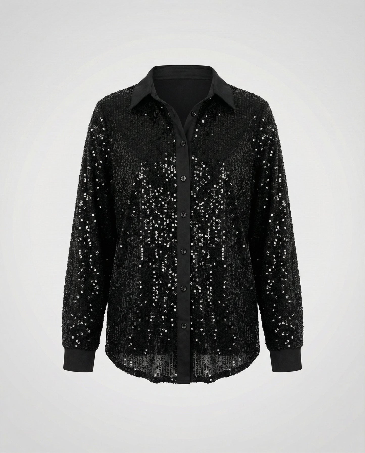 Blusa Donna Paillettes Elegante Manica Lunga