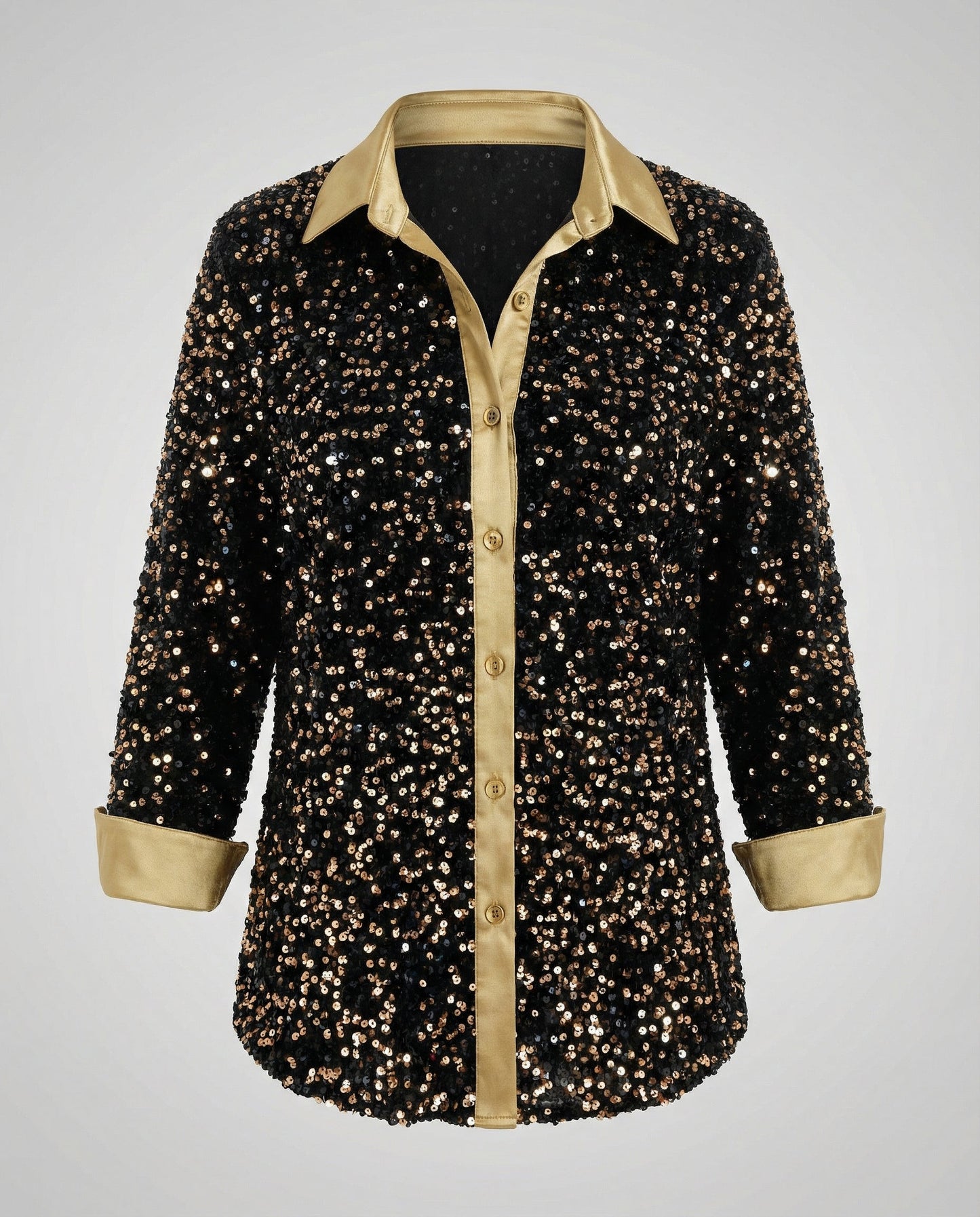 Blusa Donna Paillettes Elegante Manica Lunga
