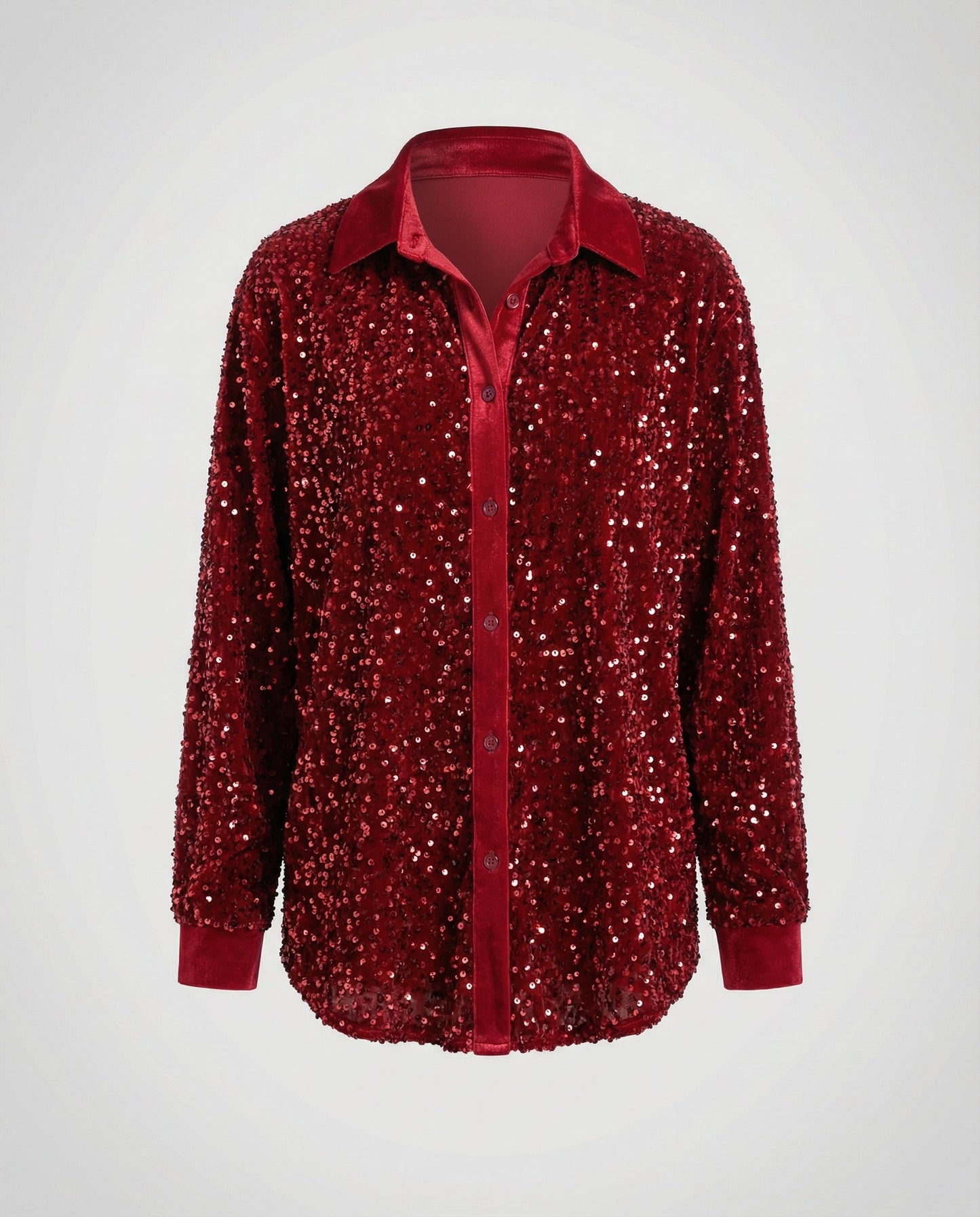 Blusa Donna Paillettes Elegante Manica Lunga