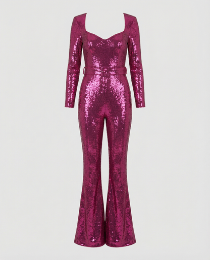 Tuta Donna con Paillettes Elegante Slim Fit