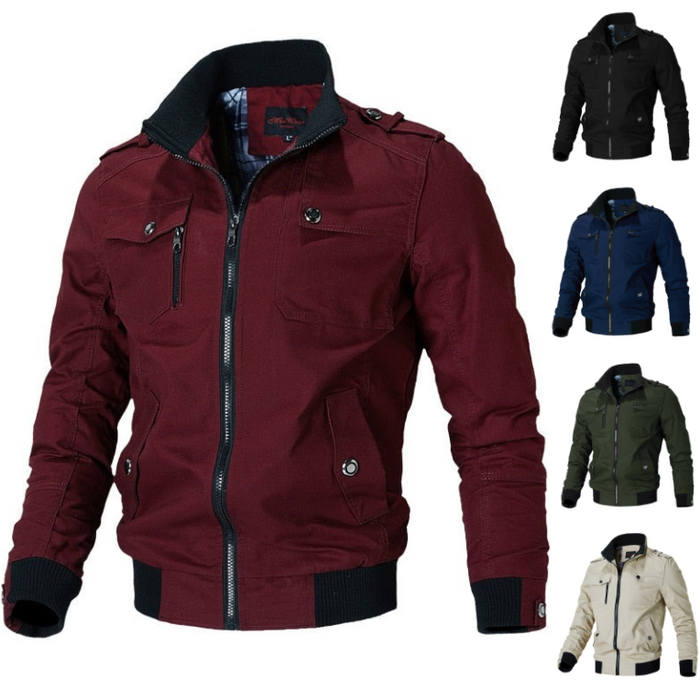 Giacca Bomber Uomo con Tasche Multiple Vestibilità Regolare