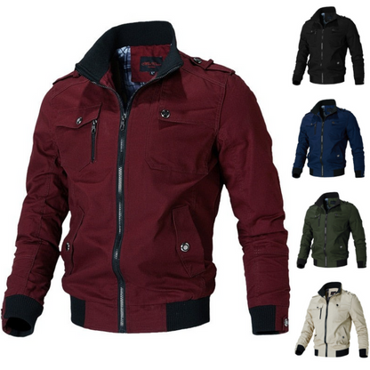 Giacca Bomber Uomo con Tasche Multiple Vestibilità Regolare