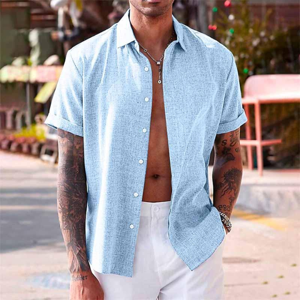 Camicia Uomo Manica Corta Leggera Estiva Casual