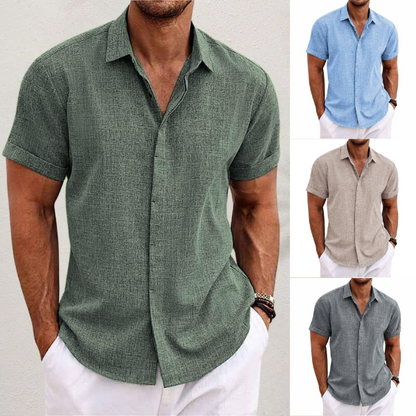 Camicia Uomo Estiva Manica Corta Tessuto Leggero