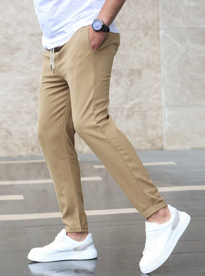 Pantaloni Jogging Uomo Tessuto Morbido Vestibilità Slim Cintura