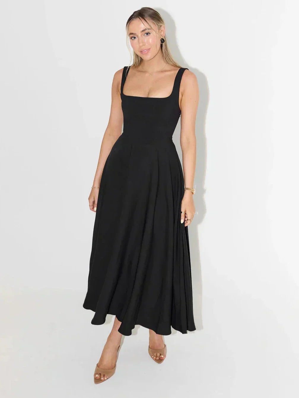 Abito Midi Donna Elegante Vestibilità Classica
