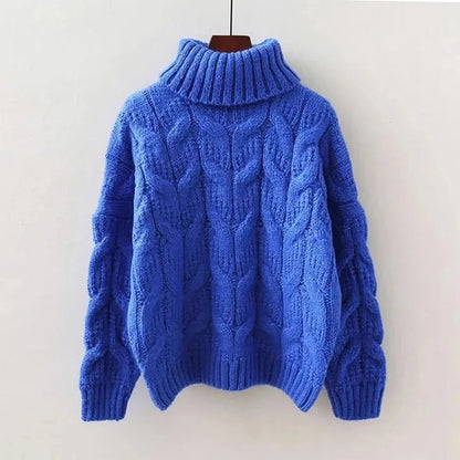 Maglione Donna in Maglia con Treccia Collo Alto Morbido