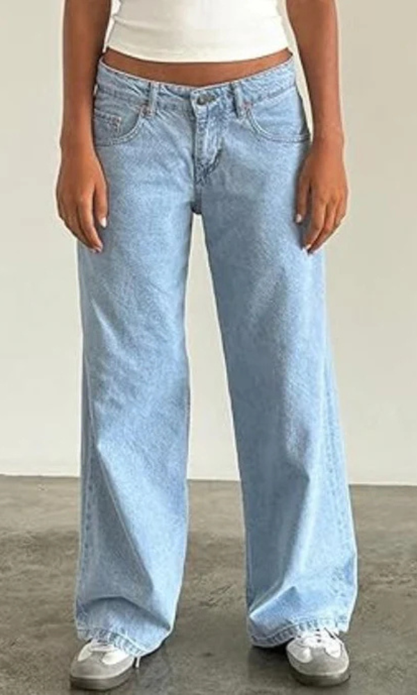 Jeans Baggy Donna in Tessuto Stretch Lunghezza Lunga