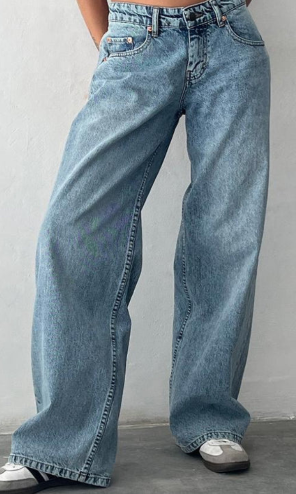 Jeans Baggy Donna in Tessuto Stretch Lunghezza Lunga