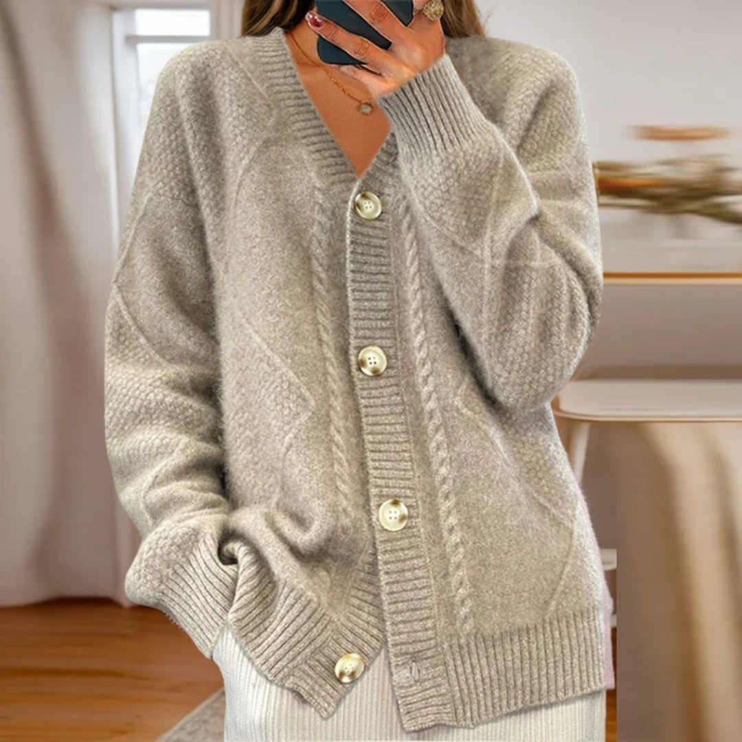 Cardigan Donna Maglia a Treccia Morbido