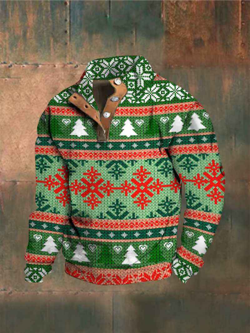 Maglione Uomo Natalizio con Motivo Fiocchi di Neve Regular Fit - Brentozzi