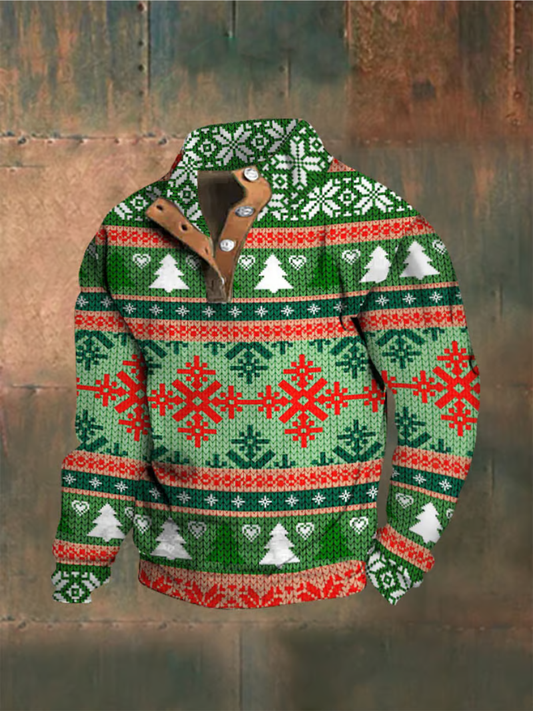 Maglione Uomo Natalizio con Motivo Fiocchi di Neve Regular Fit - Brentozzi
