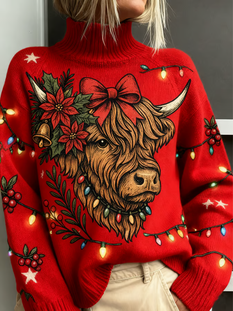 Maglione Donna con Stampa Highlander Vestibilità Classica - Brentozzi