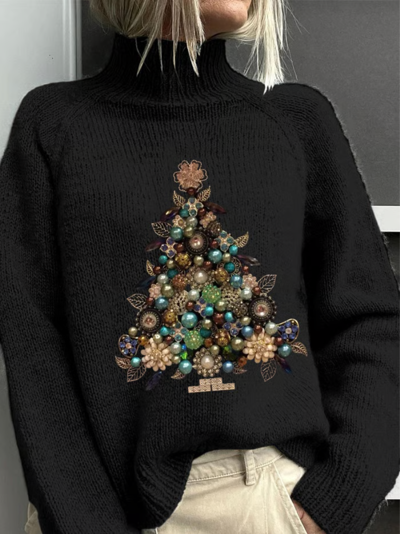 Maglione Donna con Albero di Natale Elegante Vestibilità Classica - Brentozzi