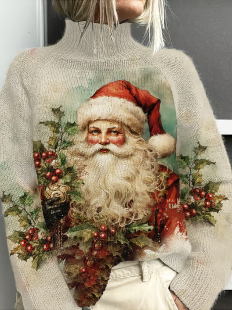 Maglione Donna Natalizio Vintage con Babbo Natale