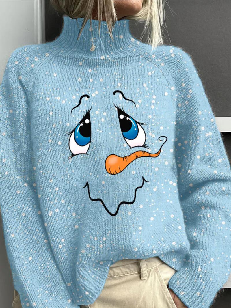 Maglione Donna con Motivo Pupazzo di Neve Vestibilità Regular - Brentozzi