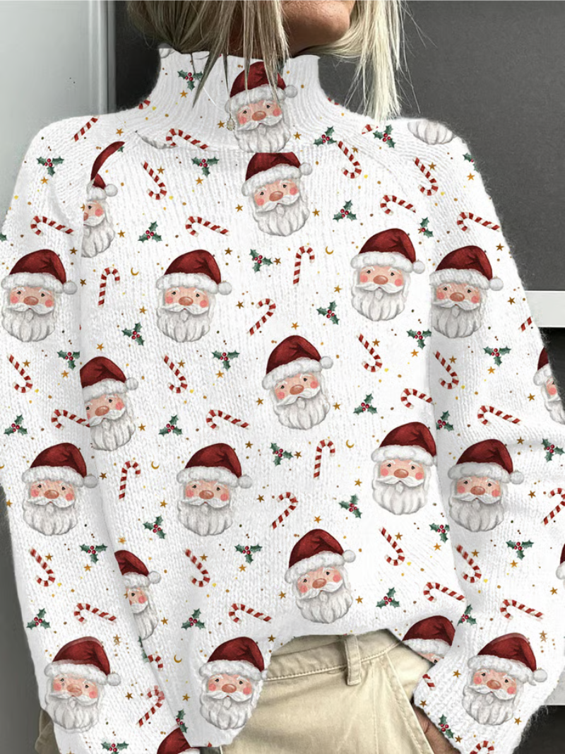 Maglione Donna con Stampa Babbo Natale Vestibilità Comoda - Brentozzi