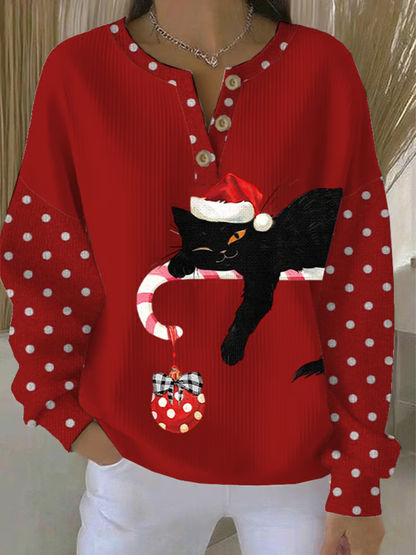 Maglione Donna in Lana con Motivo Gatto Invernale - Brentozzi