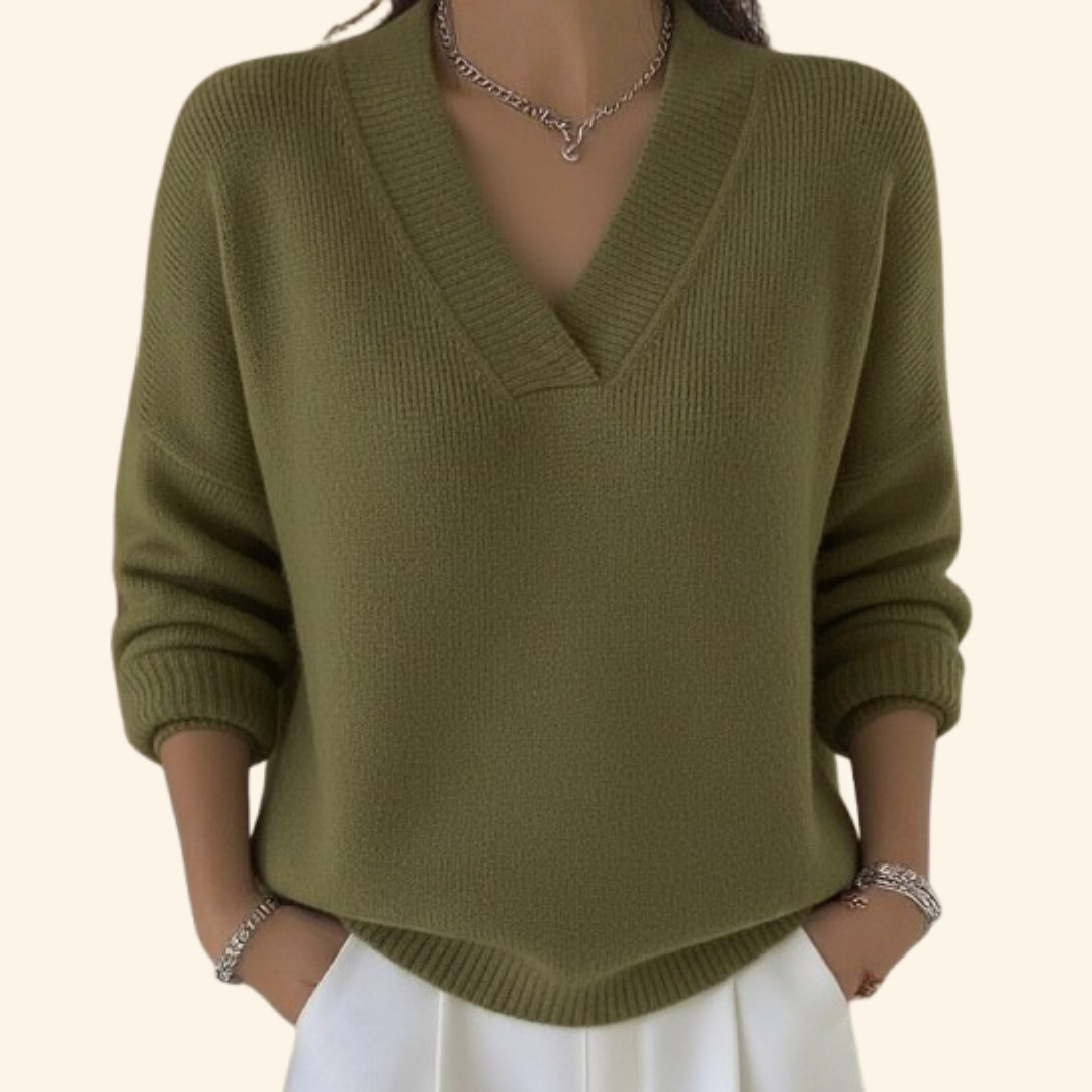 Maglione Donna Scollo a V Stile Casual