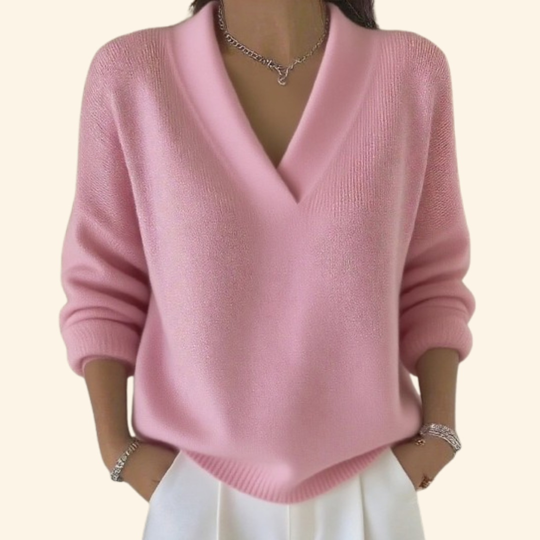 Maglione Donna Scollo a V Stile Casual