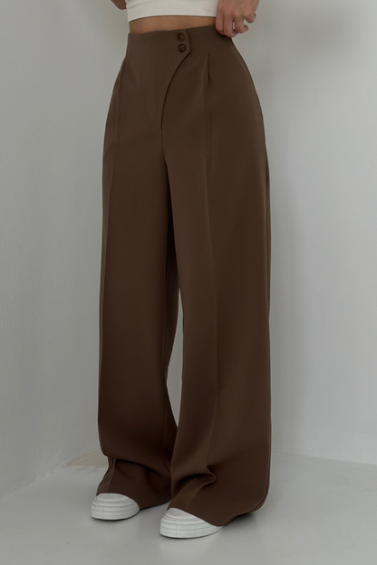 Pantaloni Donna Baggy Vita Alta Gamba Larga - Brentozzi