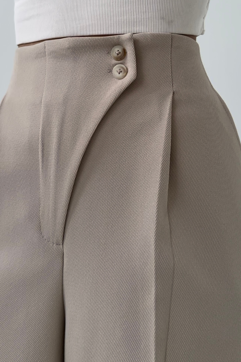 Pantaloni Donna Baggy Vita Alta Gamba Larga