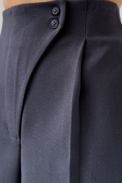 Pantaloni Donna Baggy Vita Alta Gamba Larga