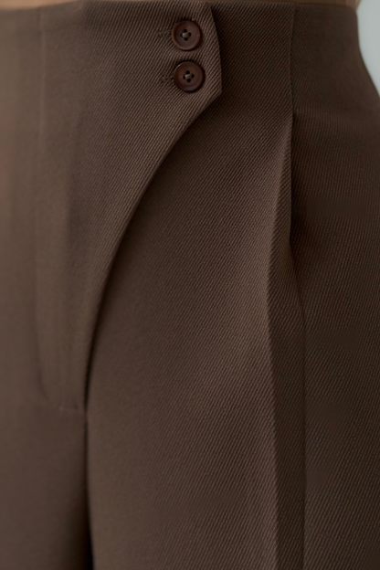 Pantaloni Donna Baggy Vita Alta Gamba Larga