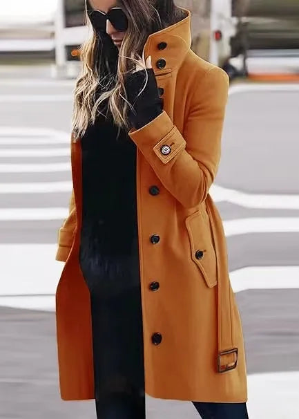 Trenchcoat Donna Impermeabile Cintura in Vita Lunghezza Lunga - Brentozzi
