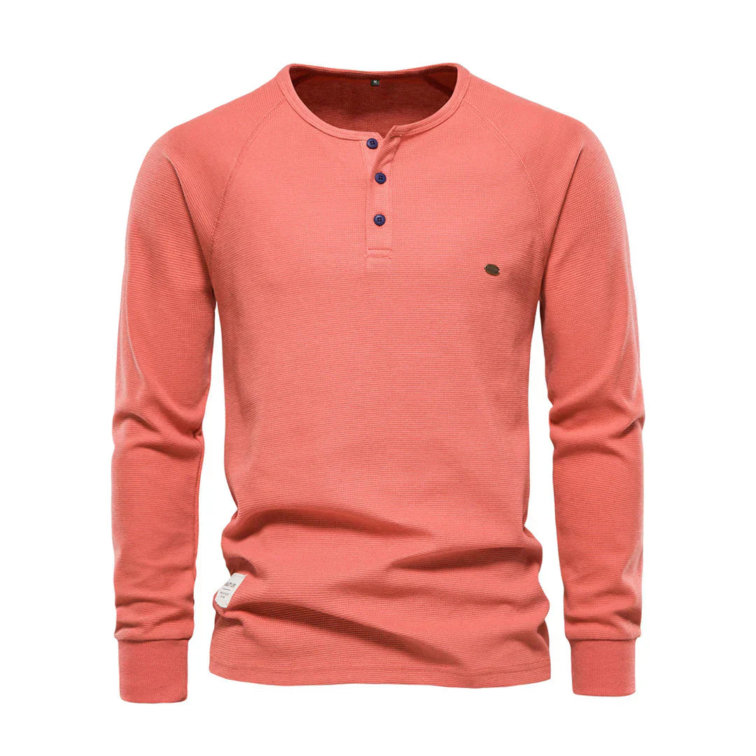 Camicia Uomo Manica Lunga Collo Tondo con Bottoni Comoda