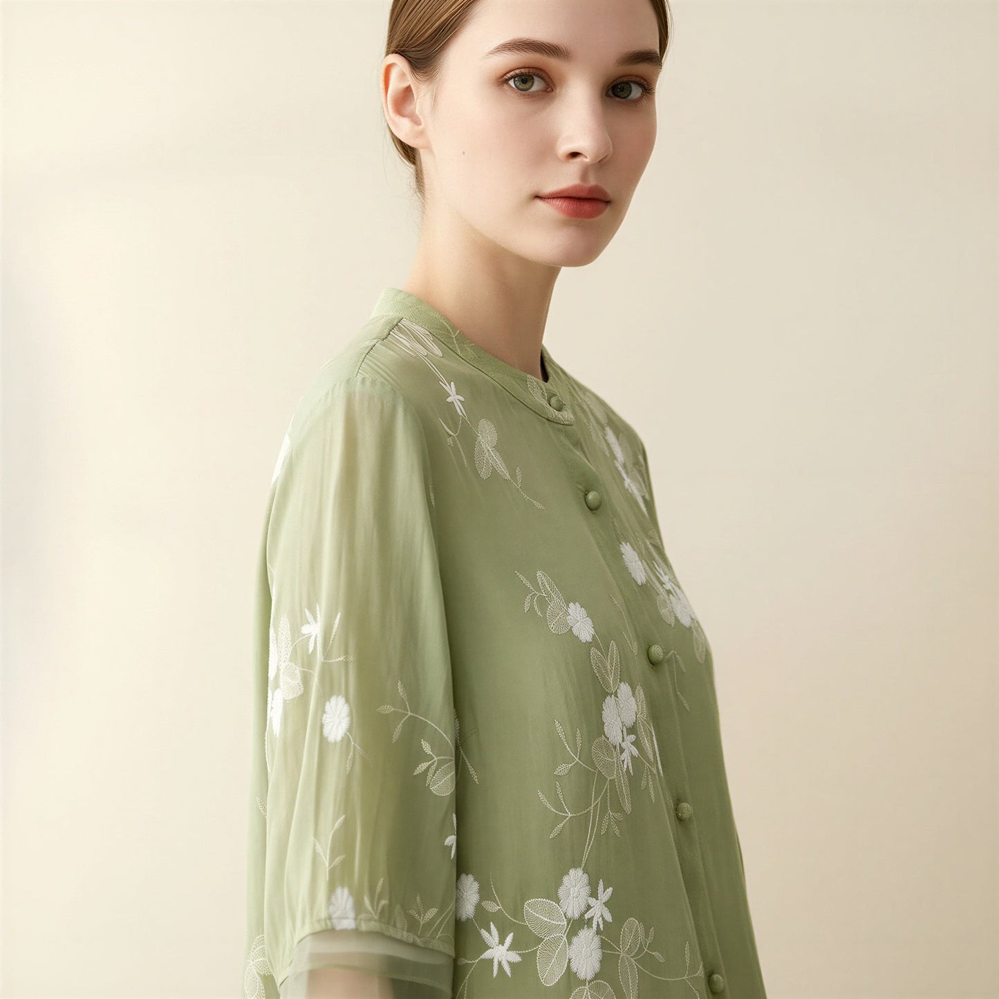 Oriana | Top in Organza Ricamato Floreale 2