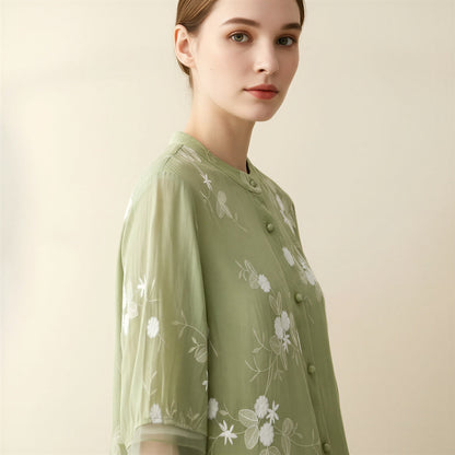 Oriana | Top in Organza Ricamato Floreale 2