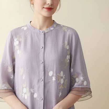 Oriana | Top in Organza Ricamato Floreale 4