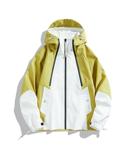 Giacca Unisex Impermeabile con Cappuccio Chiusura Frontale