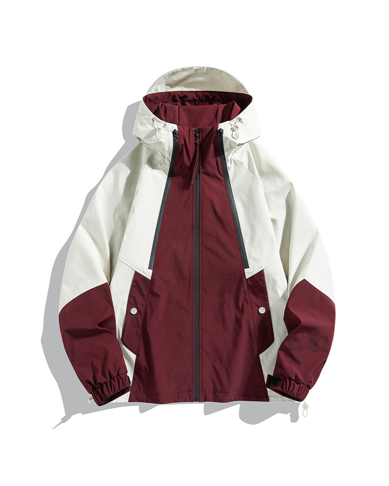 Giacca Unisex Impermeabile con Cappuccio Chiusura Frontale