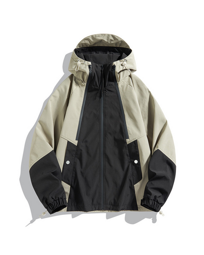 Giacca Unisex Impermeabile con Cappuccio Chiusura Frontale