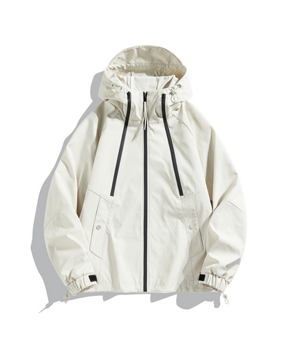 Giacca Unisex Impermeabile con Cappuccio Chiusura Frontale