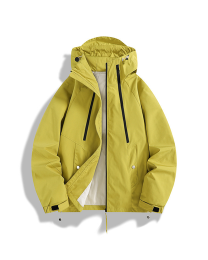 Giacca Unisex Impermeabile con Cappuccio Chiusura Frontale