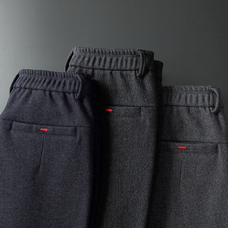 Pantaloni Uomo Tessuto Eleganti Slim Fit