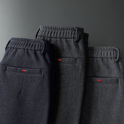Pantaloni Uomo Tessuto Eleganti Slim Fit