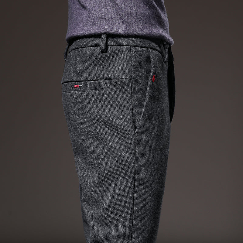 Pantaloni Uomo Tessuto Eleganti Slim Fit